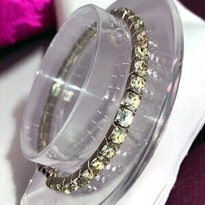 Silver-Tone Double Rhinestone Stretch Open Bracelet!